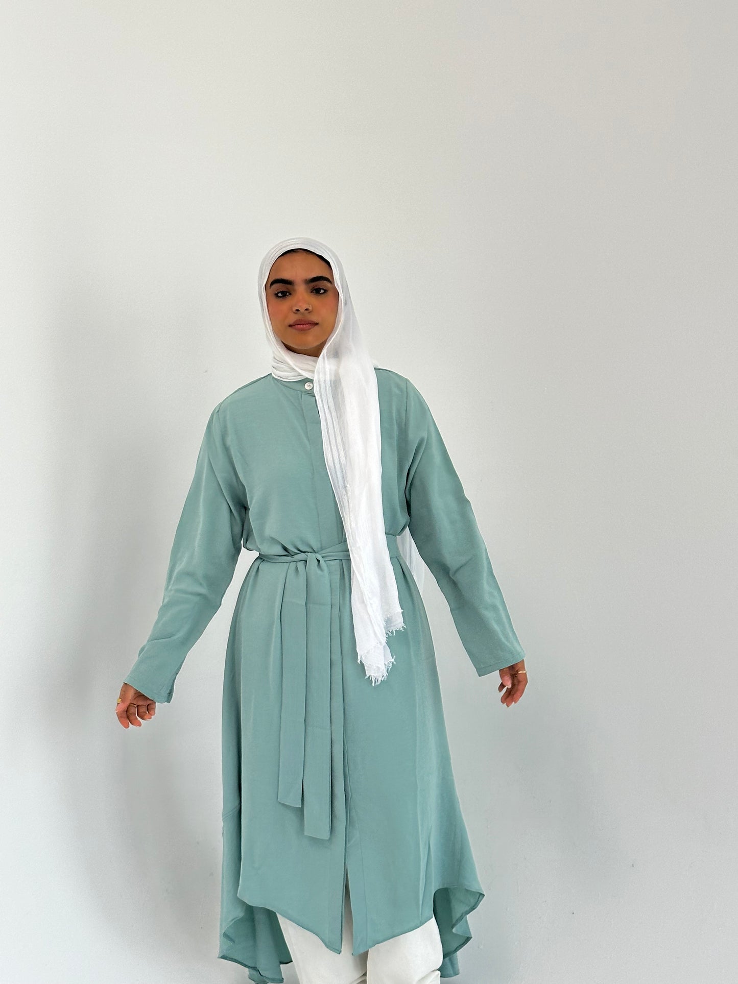 Belted Shirt Dress - Mint