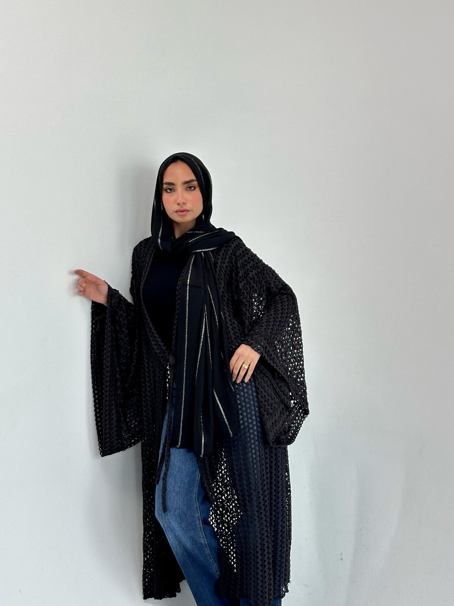 Net Kaftan - Black