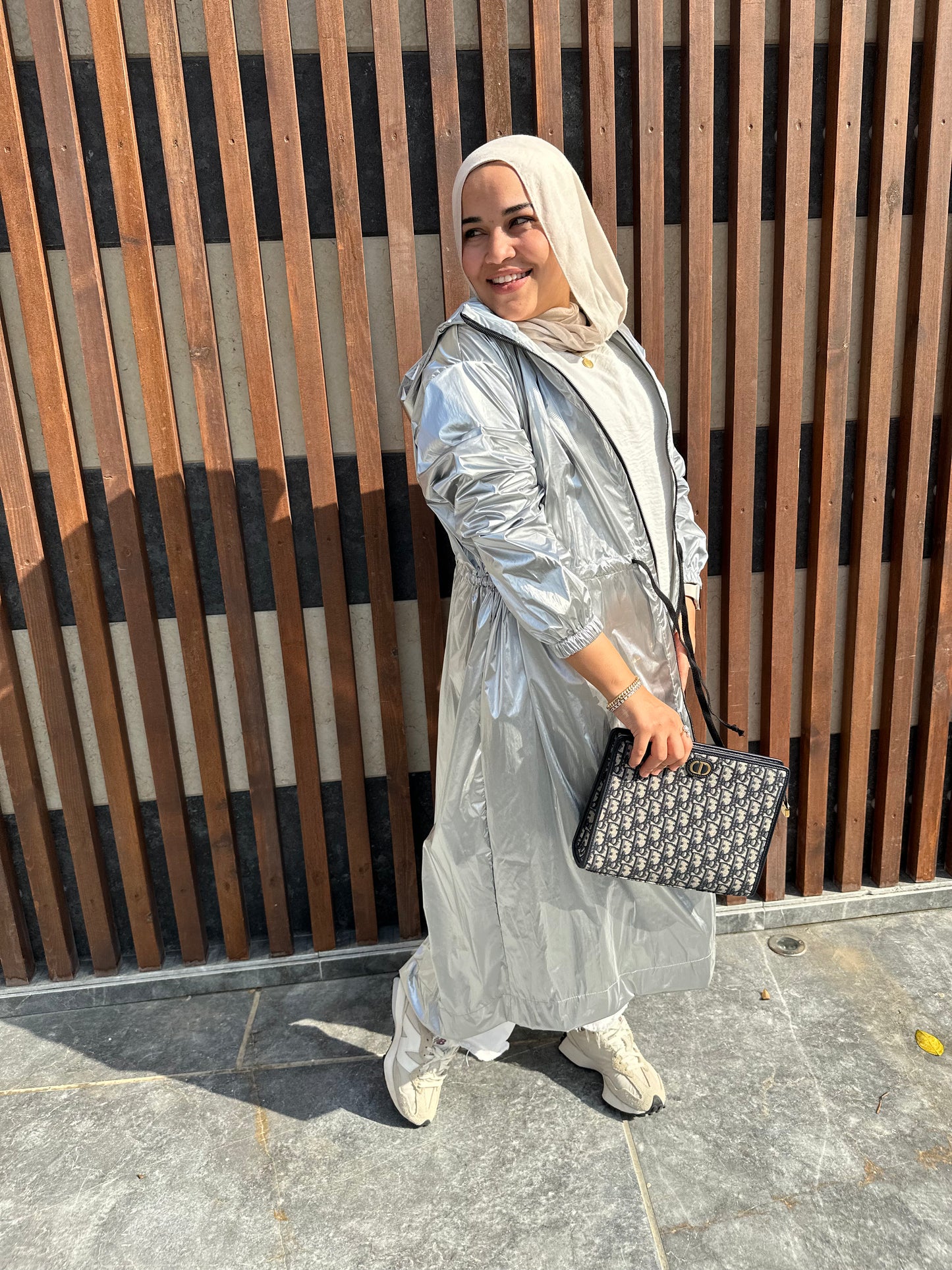 Full-length Drawstring Jacket - Silver