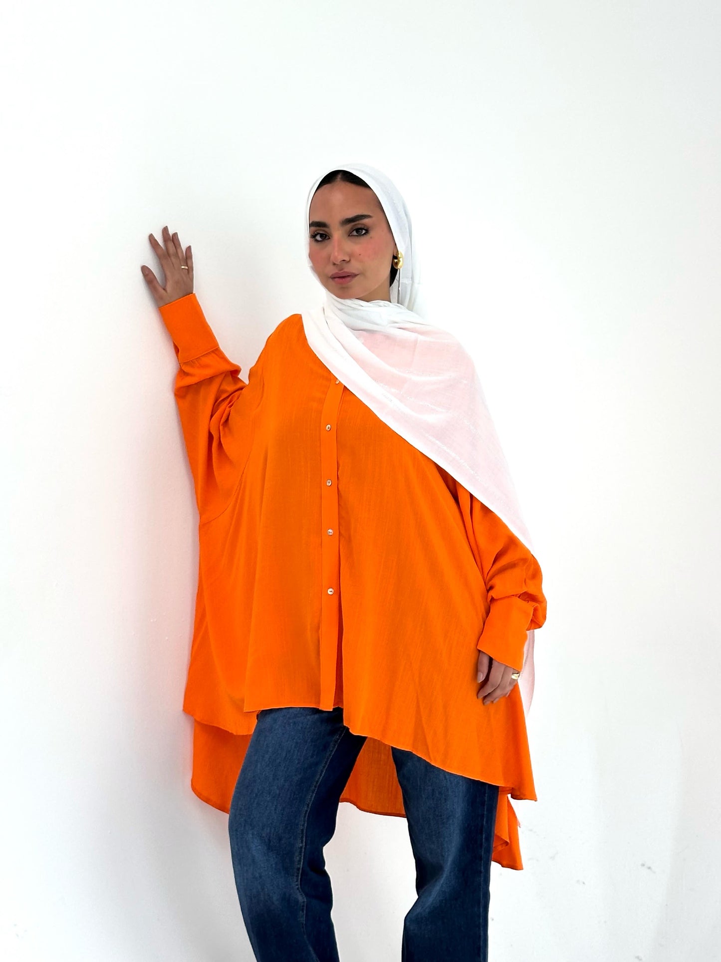 Whimsical Chic Puff Blouse - Orange