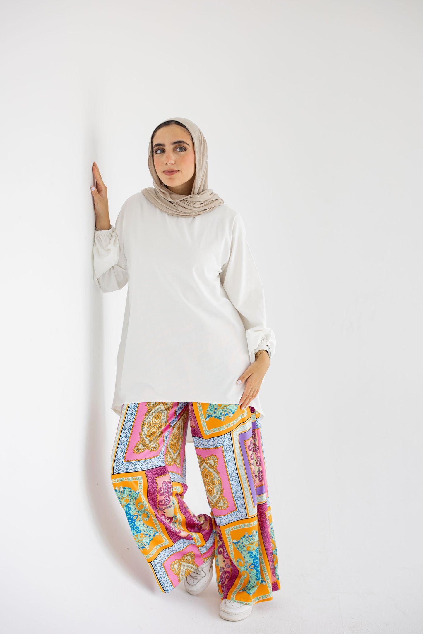 Coral Silk Pants