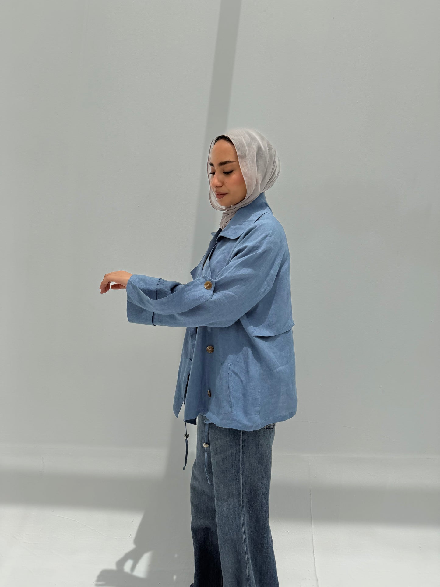Trench Bomber Jacket - Blue