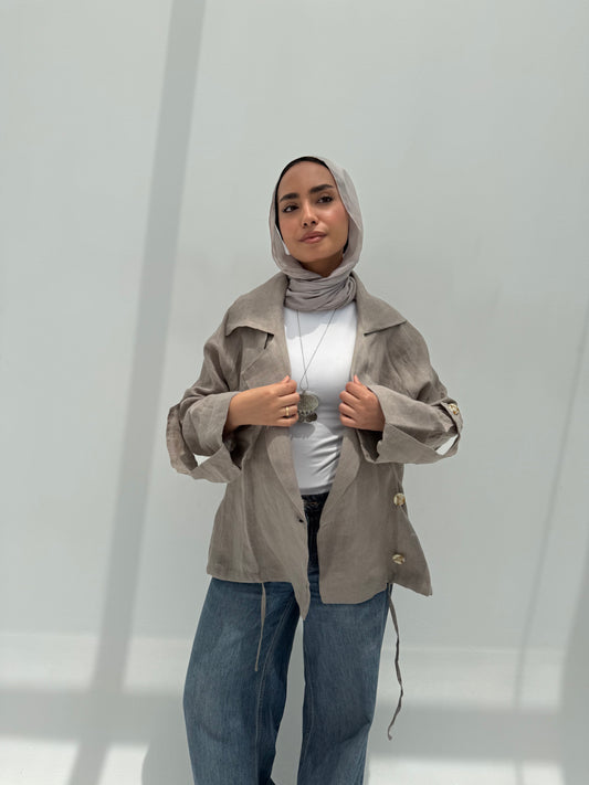 Trench Bomber Jacket - Cafe