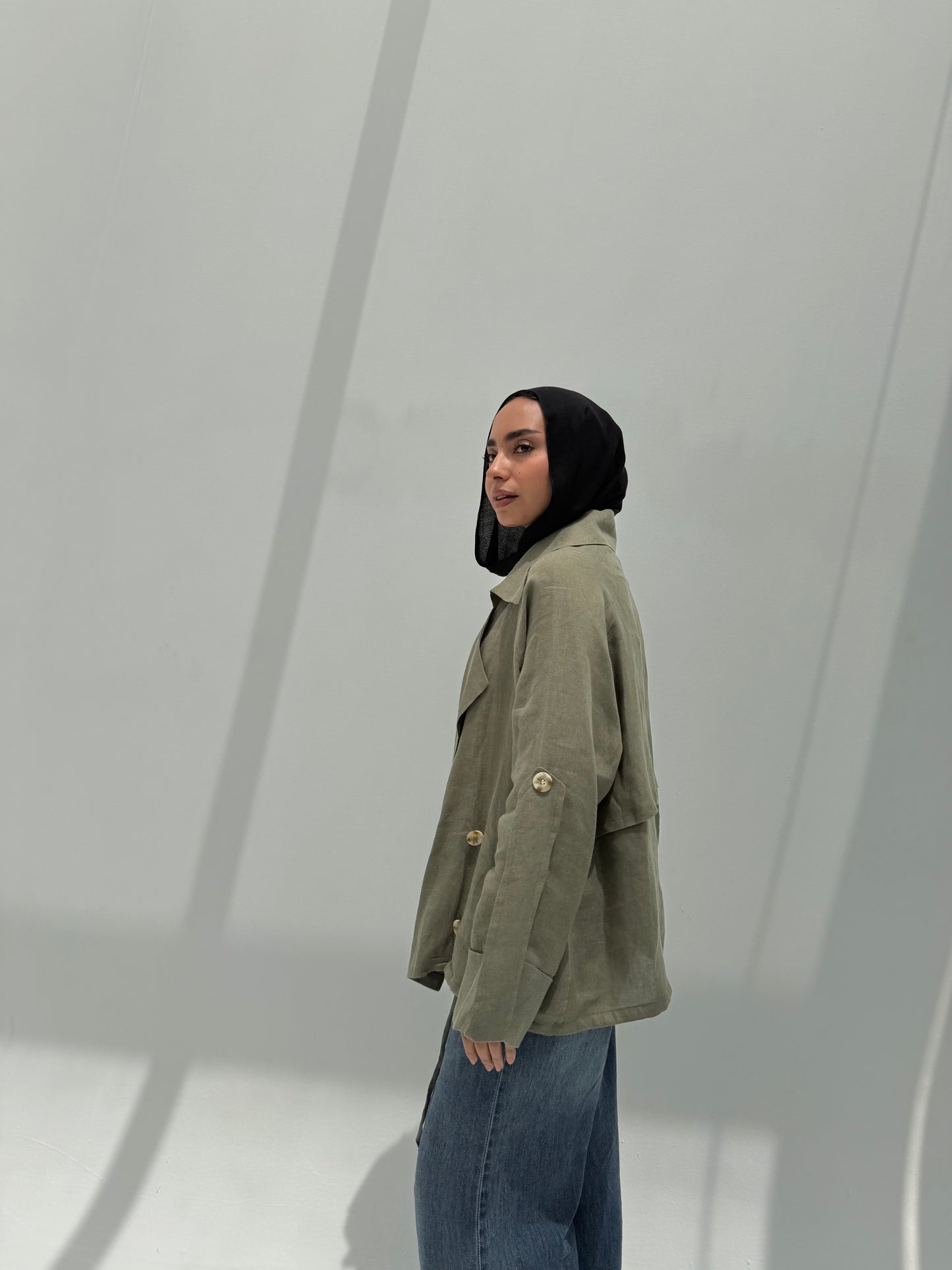 Trench Bomber Jacket - Olive