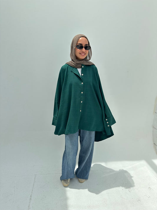 Whimsical Chic Puff Blouse - Green