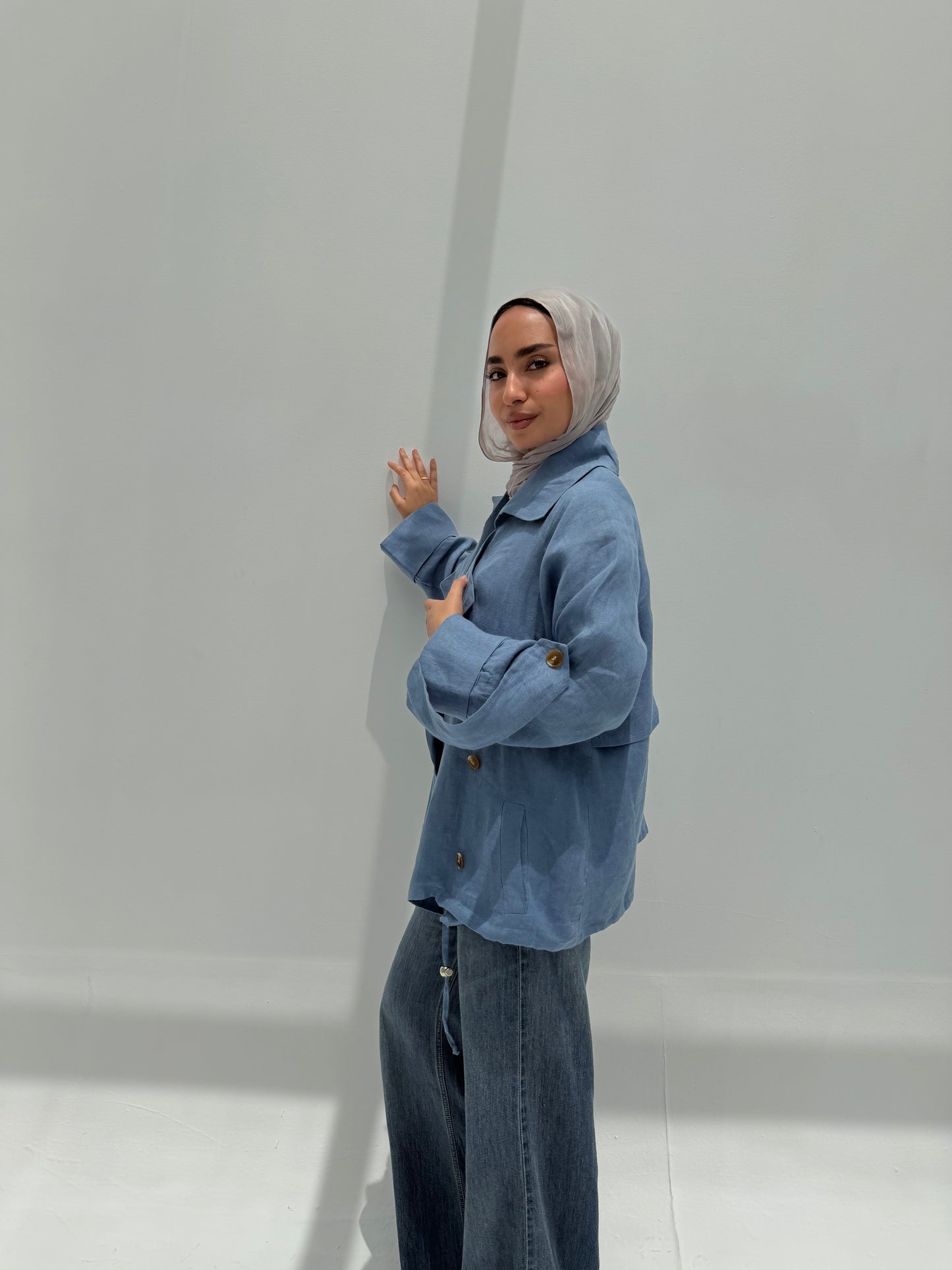 Trench Bomber Jacket - Blue