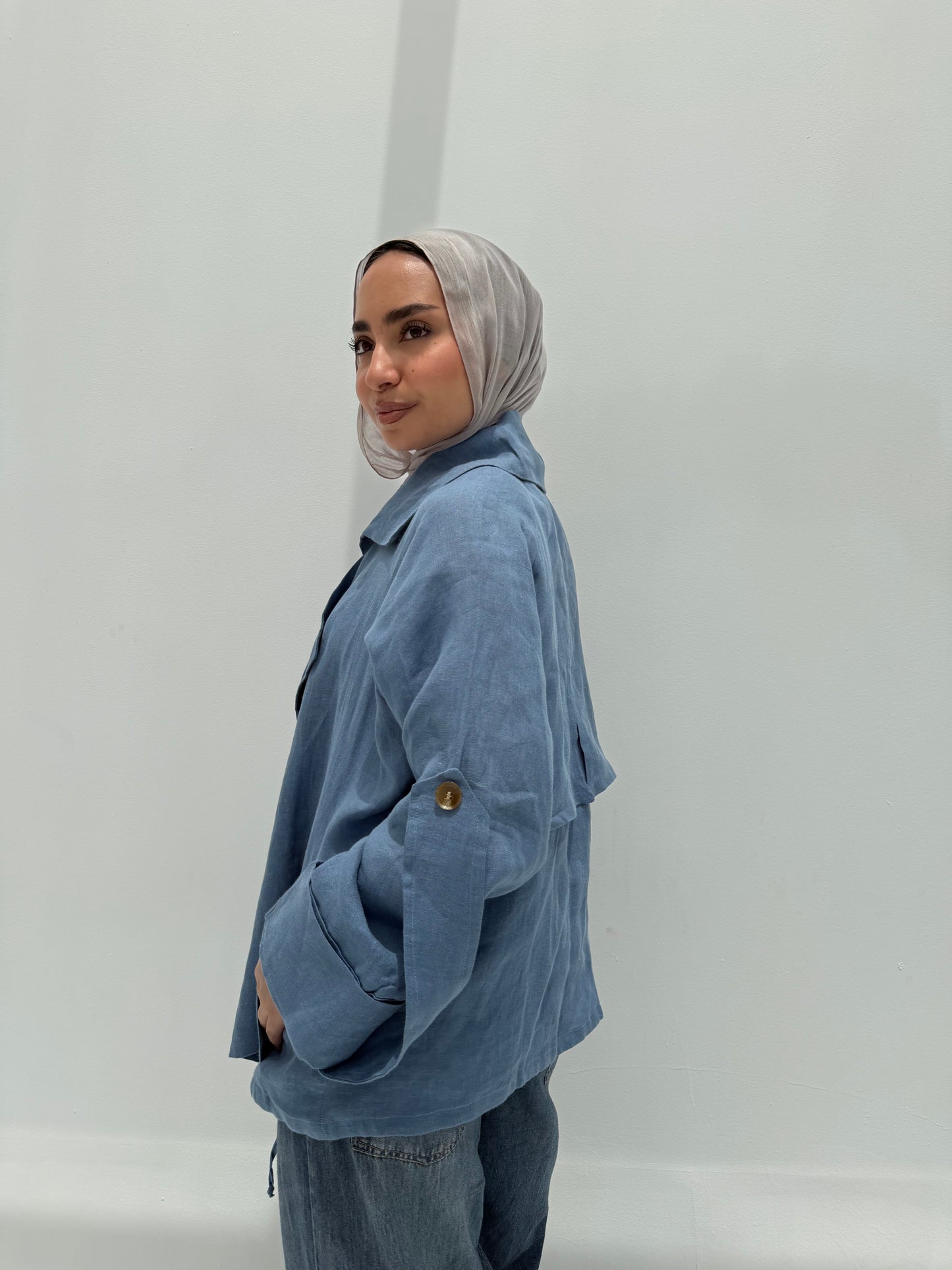 Trench Bomber Jacket - Blue