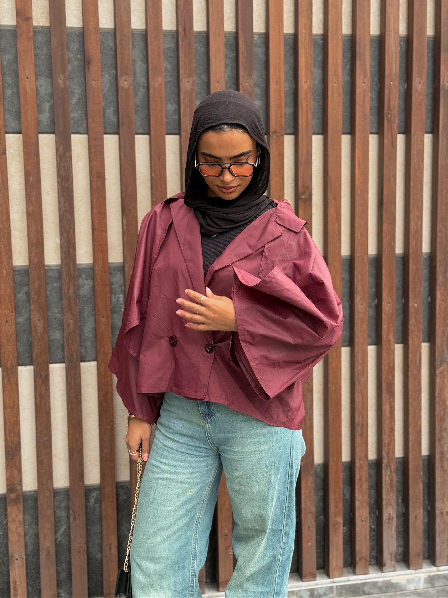 Stride Cropped Jacket - Burgundy