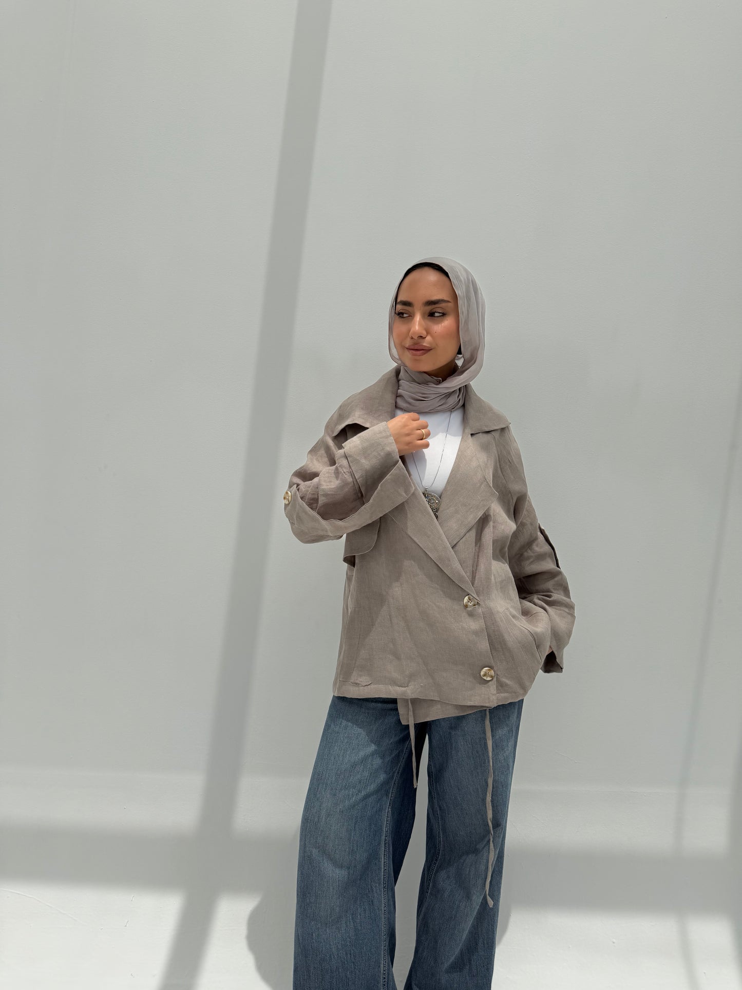 Trench Bomber Jacket - Cafe