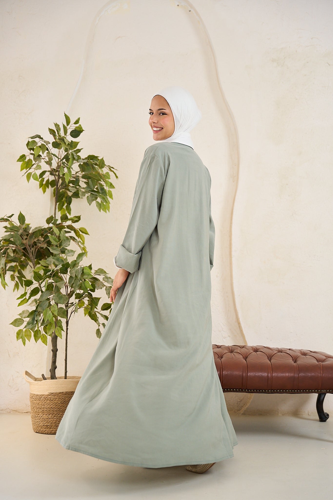 Open Abaya - Sage