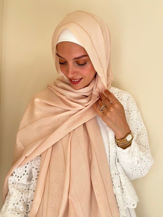 Glittery whispers Scarf - Nude