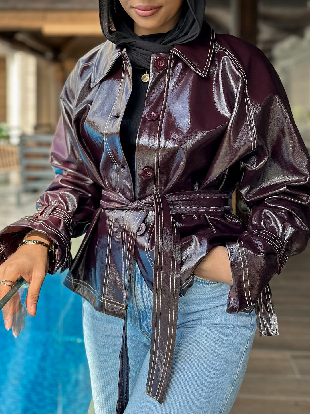 Command Cropped Jacket - Burgundy