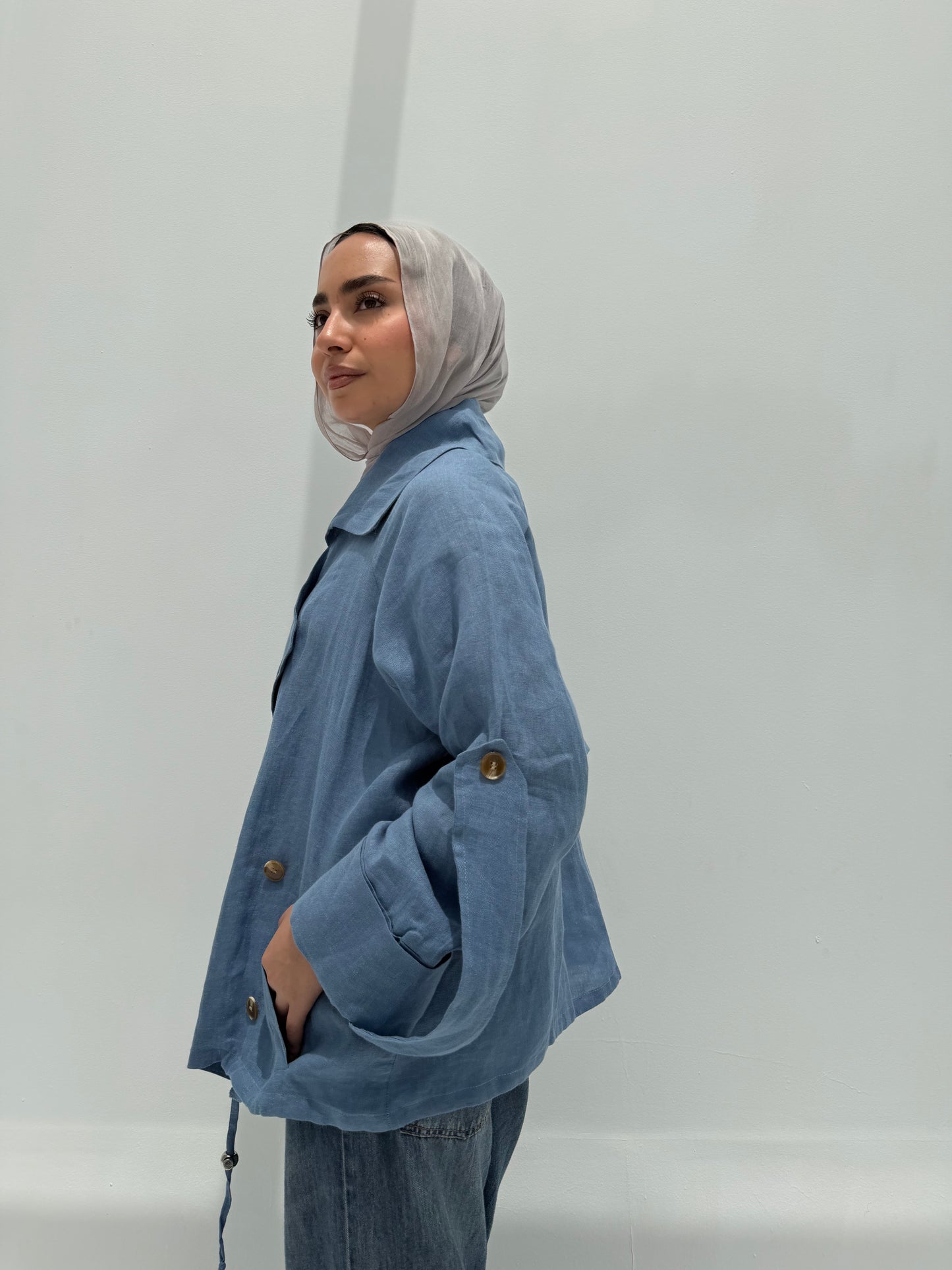 Trench Bomber Jacket - Blue