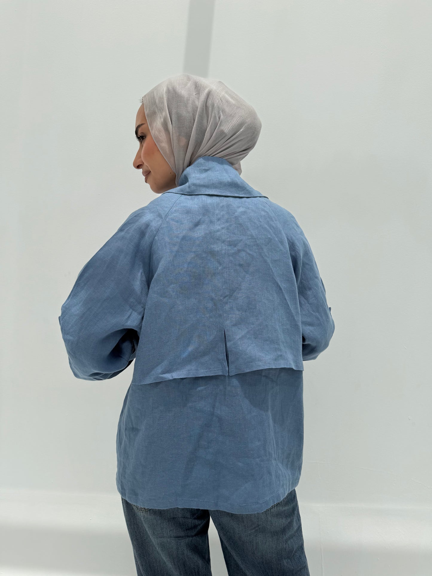 Trench Bomber Jacket - Blue
