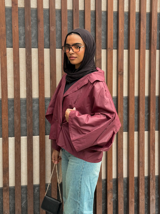 Stride Cropped Jacket - Burgundy