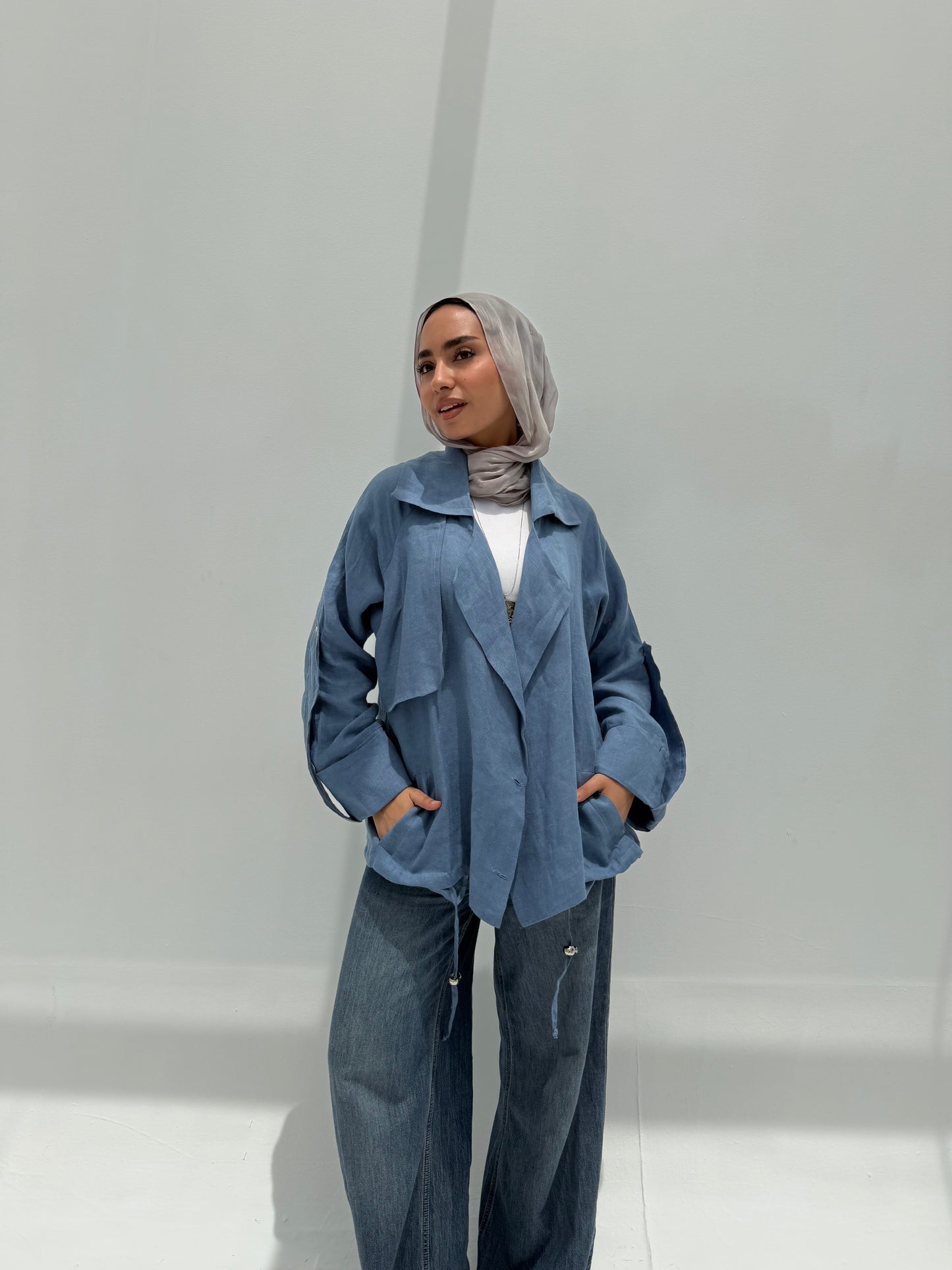 Trench Bomber Jacket - Blue