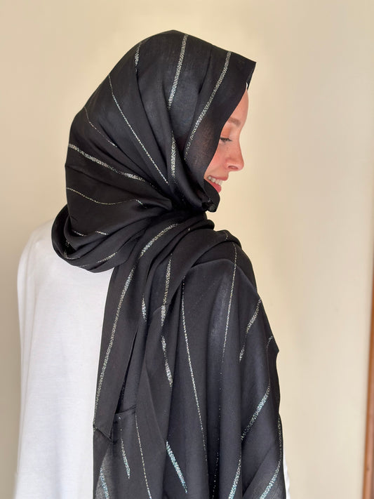 Glittery whispers Scarf - Black X Silver