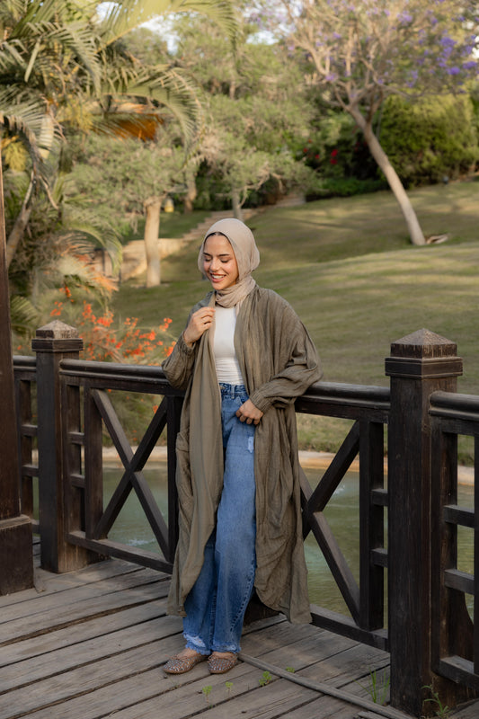 The Crinkle Cardigan - Olive