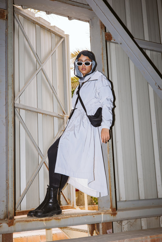 Full-length Drawstring Jacket - Grey