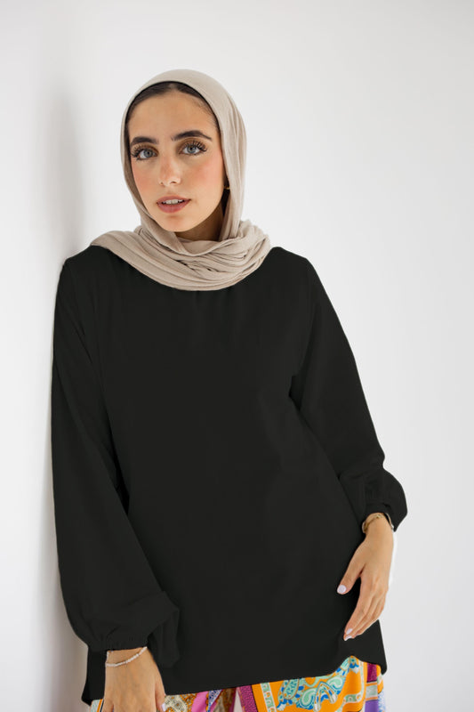 Bold Puff Blouse - Black