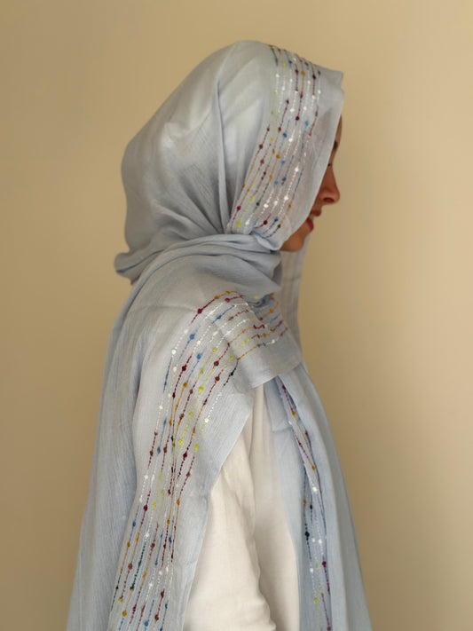 Jazzy whispers Scarf - Light blue