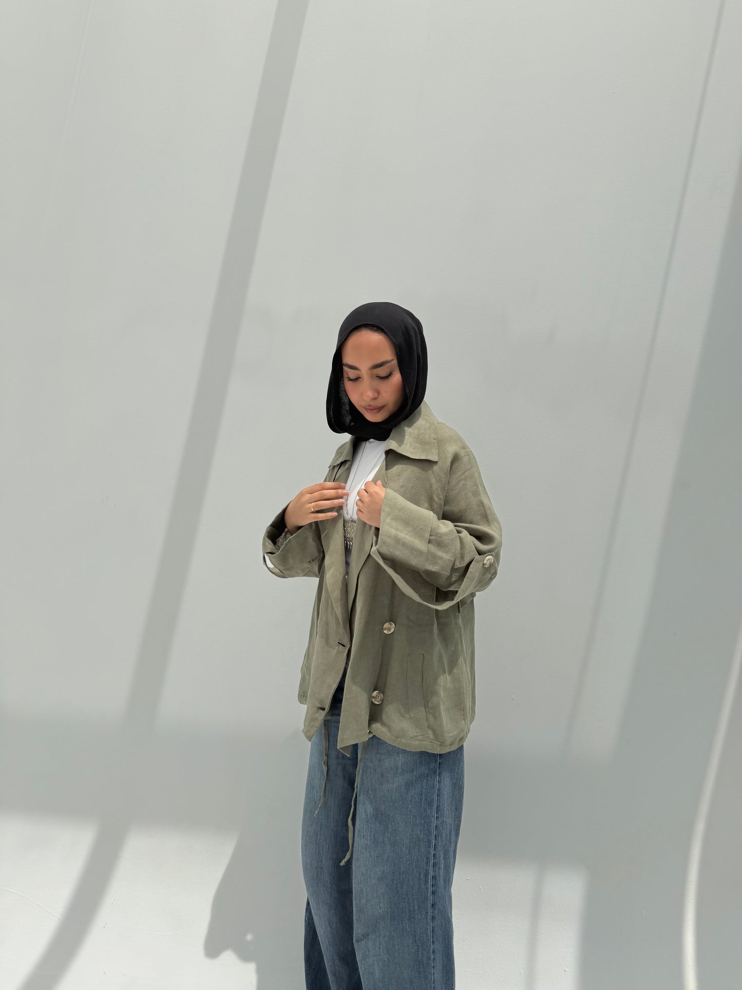 Trench Bomber Jacket - Olive