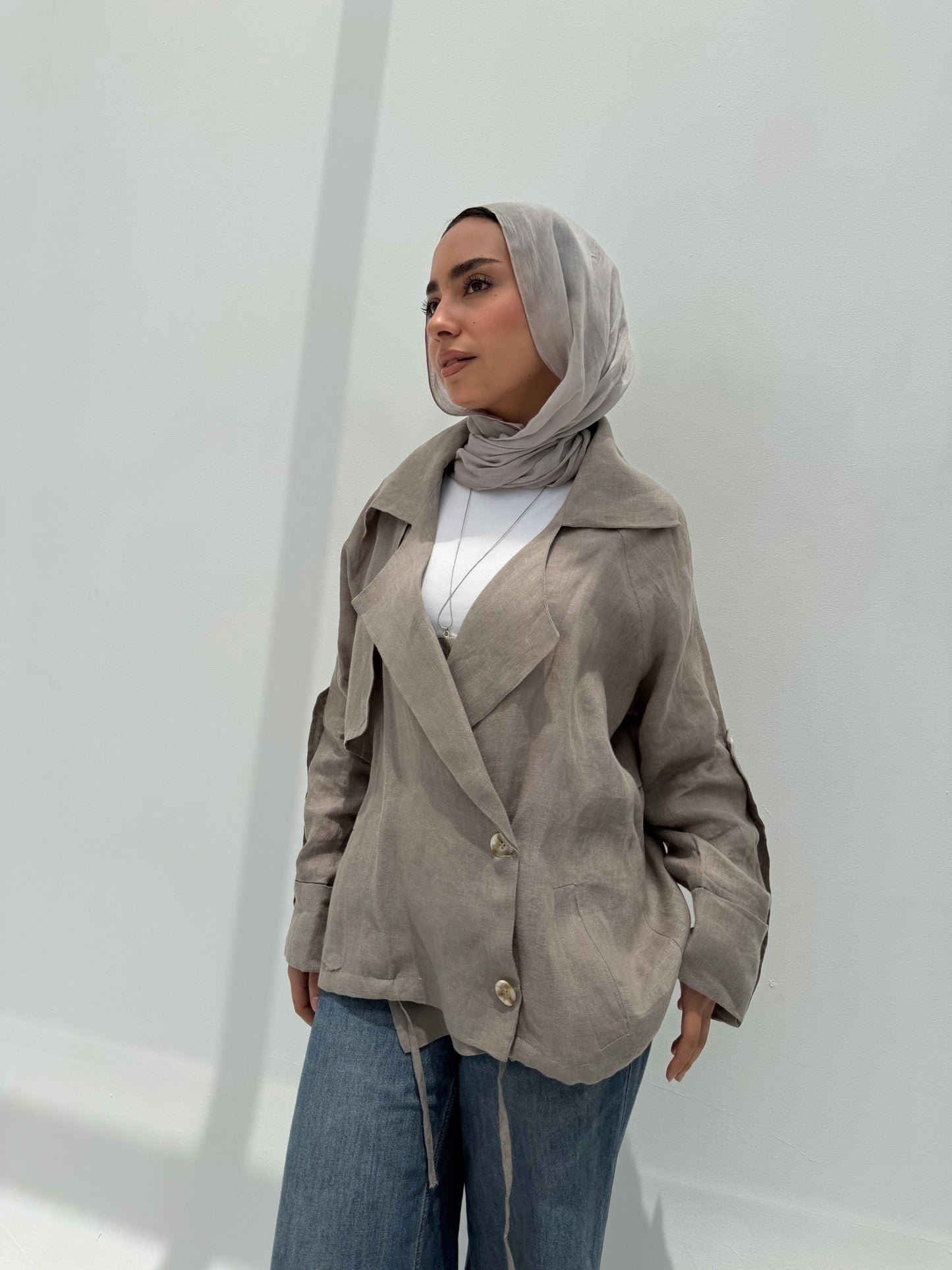 Trench Bomber Jacket - Cafe