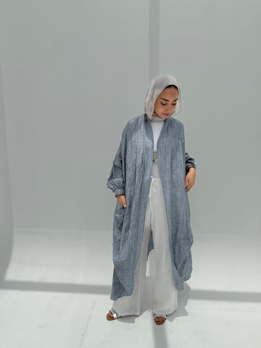 The Crinkle Cardigan - Blue