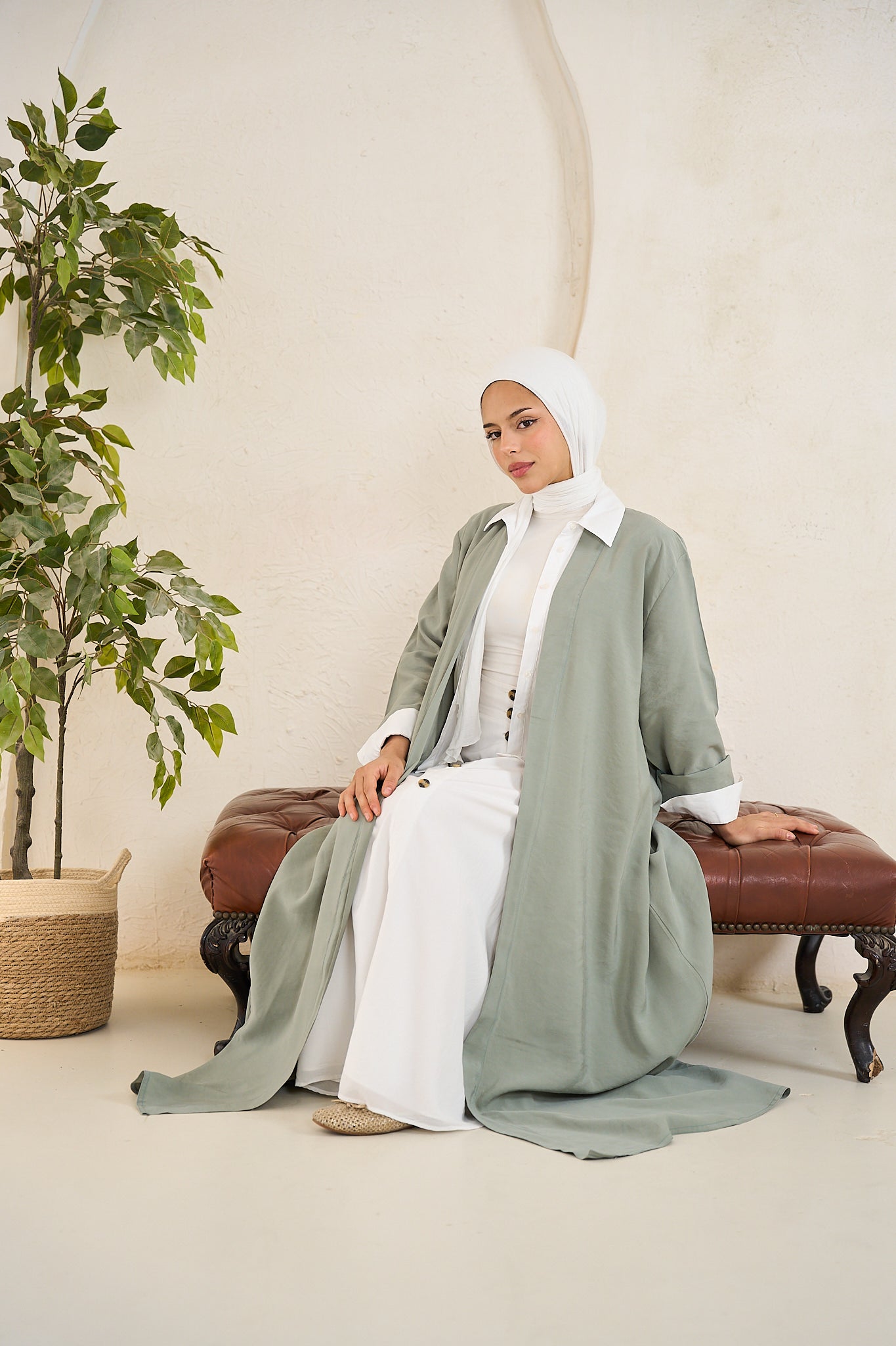 Open Abaya - Sage