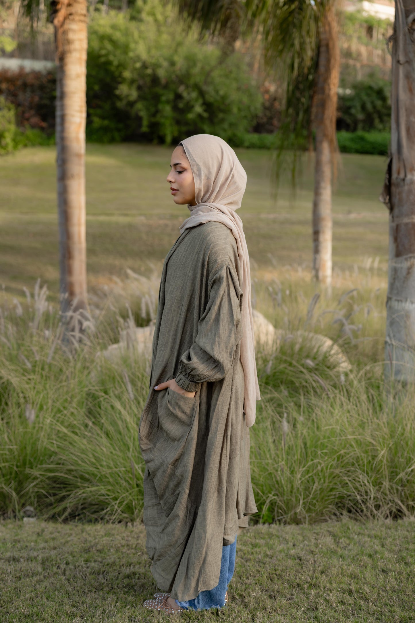 The Crinkle Cardigan - Olive