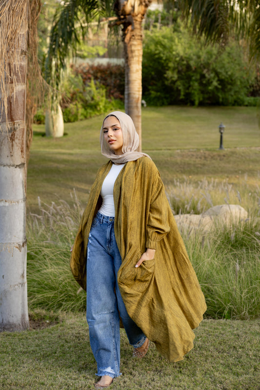 The Crinkle Cardigan - Mustard