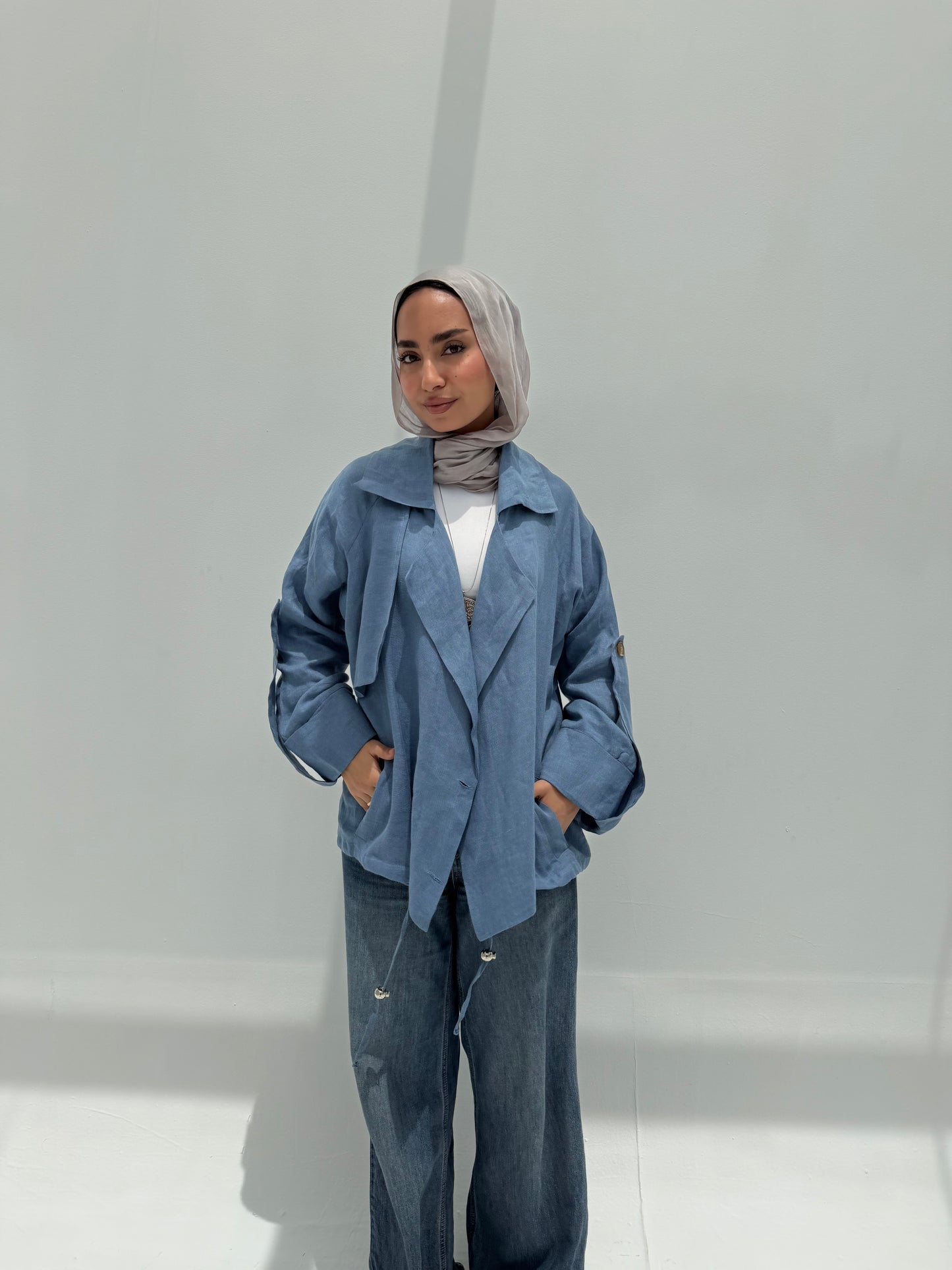 Trench Bomber Jacket - Blue