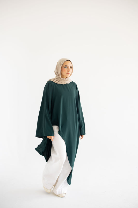 Willow Asymmetrical  Blouse - Green
