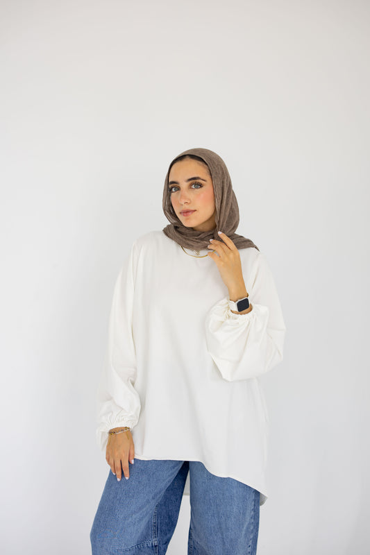 Bold Puff Blouse - White