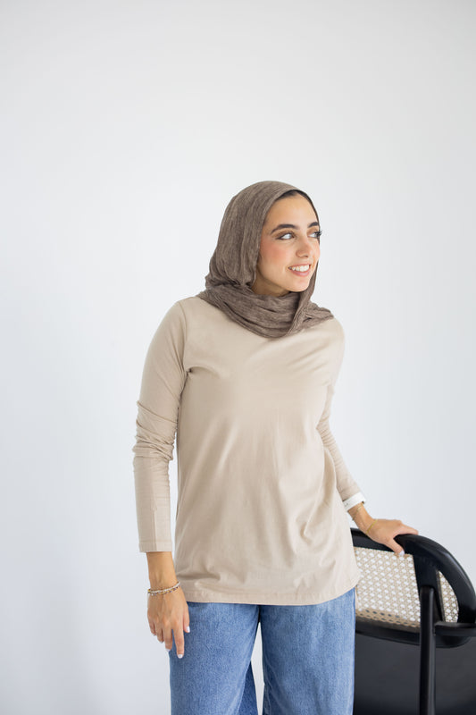 Cotton Basic Top - Beige