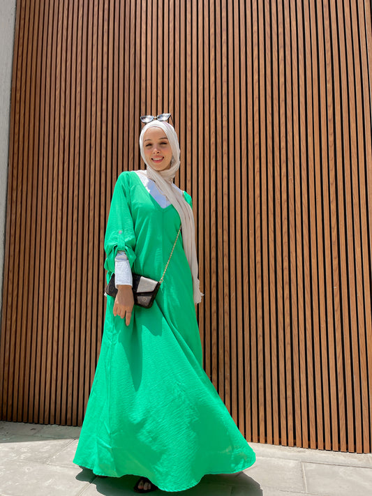 Linen Maxi Dress - Green