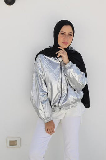 Waterproof Bomber cropped Jacket - Silver